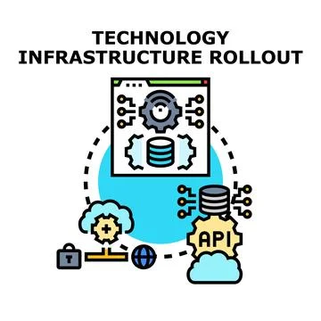 Technology infrastructure rollout process with cloud computing イラスト素材