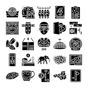 Technology innovation and commerce industry icons collection Stock Illustration