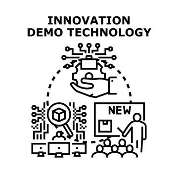 Technology innovation developing new digital product demo Stock Illustration