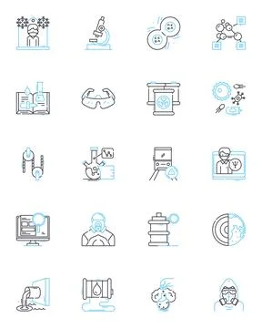 Technology innovation linear icons set. Disruption, Advancement, Progression 스톡 일러스트