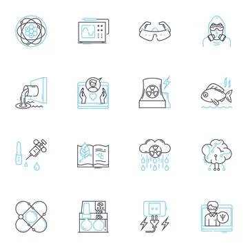 Technology innovation linear icons set. Disruption, Advancement, Progression 스톡 일러스트