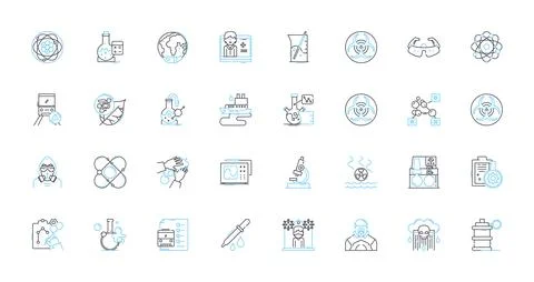 Technology innovation linear icons set. Disruption, Advancement, Progression 스톡 일러스트