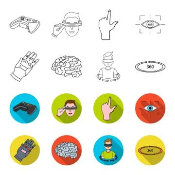 Technology, innovation, man, complemented .Virtual reality set collection icons Stock Illustration