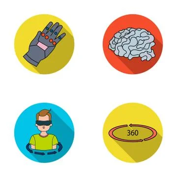 Technology, innovation, man, complemented .Virtual reality set collection icons Stock Illustration