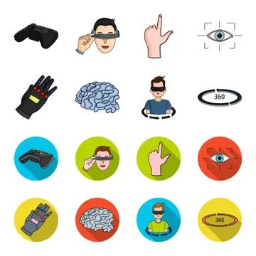 Technology, innovation, man, complemented .Virtual reality set collection icons Stock Illustration