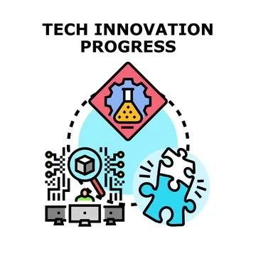 Technology innovation process bringing new progress concept Illustrazione stock