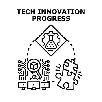 Technology innovation process bringing new progress concept Stock Illustration