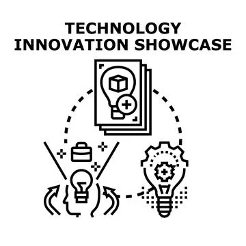 Technology innovation showcase presenting new business development Stock Illustration