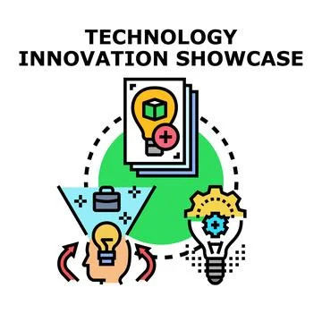 Technology innovation showcase presenting new business development Stock Illustration