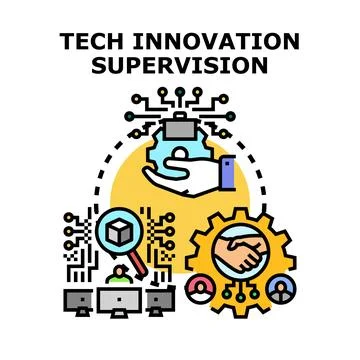 Technology innovation supervision concept managing digital development Stock Illustration