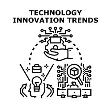 Technology innovation trends generating business development concepts 스톡 일러스트