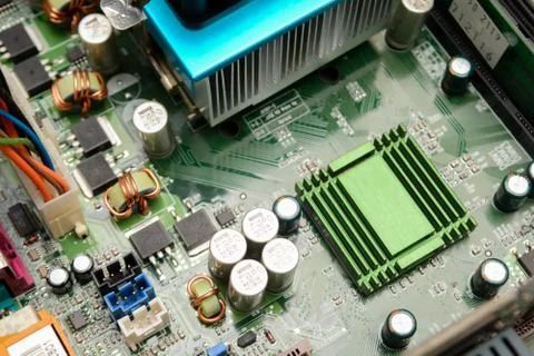 Technology inside a computer circuit board Stock Photos