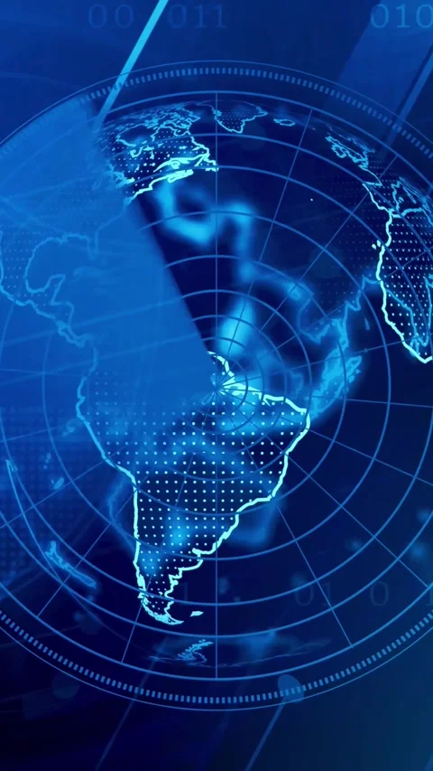 Technology inspired radar animation with glowing hud elements, rotating sca.. Stock Footage 308818173