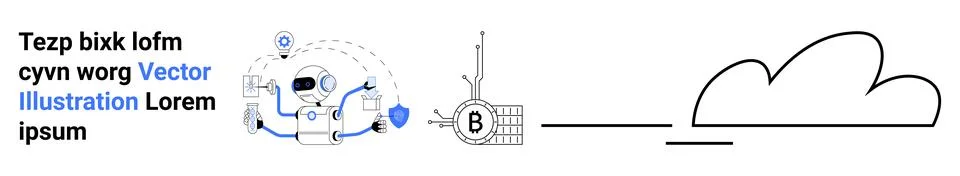 Technology Integration with Cloud Solutions Featuring Text and Graphics Stock-Illustration