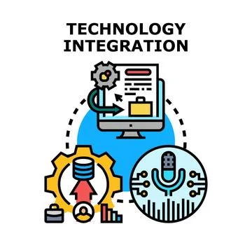 Technology integration connecting business data and voice solutions Stock Illustration