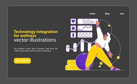Technology Integration for Wellness concept Demonstrates the synergy of fitness Stock Illustration