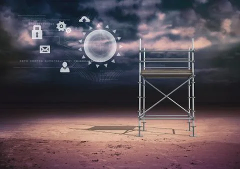 Technology interface with 3D Scaffolding Stock Illustration