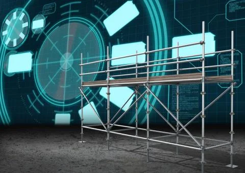 Technology interface with  3D Scaffolding Illustrazione stock