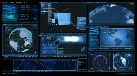 Technology Interface Computer Data Screen GUI + matte HD Stock Footage 25040585