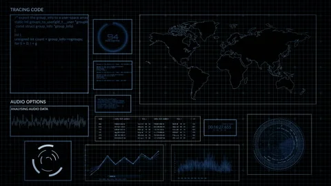 Technology Interface Computer Data Screen GUI Video stock 131536282