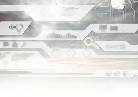 Technology interface in front of clouds Stock Photos