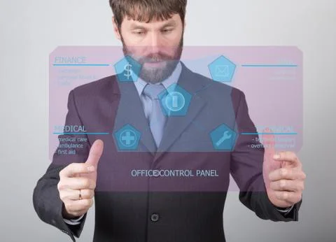 Technology, internet and networking concept - businessman holding a office Stock Photos