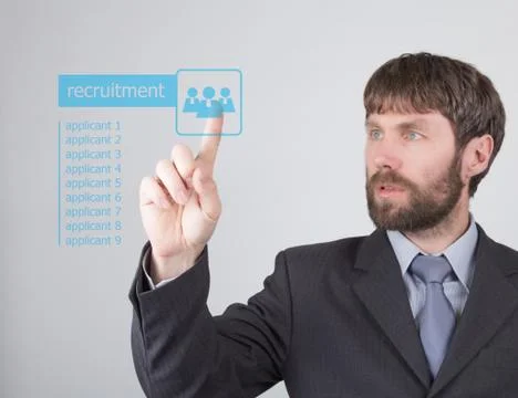 Technology, internet and networking concept -businessman is looking for Stock Photos