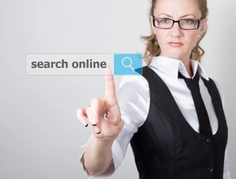 Technology, internet and networking concept. beautiful woman in a black business Foto stock