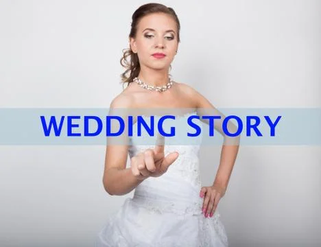 Technology, internet and networking concept. Beautiful bride in fashion wedding Stock Photos