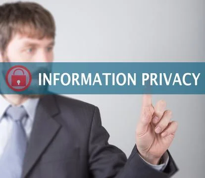 Technology, internet and networking concept - Businessman presses information Stockfoto's