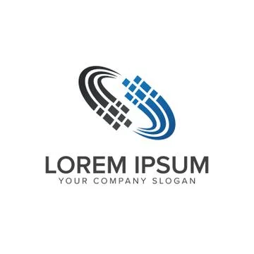 Technology, Internet Data and Network logo design concept template Stock Illustration