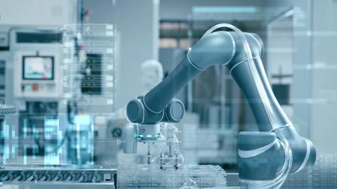 Technology Internet of Things Smart Factory Modern Production Workshop-4 Video stock 301360592