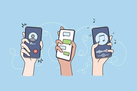 Technology, internet, wireless communication concept 库存插图