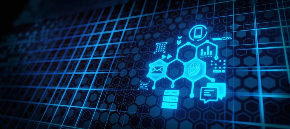 Technology iot concept with digital lines and internet icons Иллюстрация
