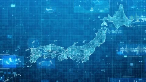 Technology of Japan concept. GUI (Graphical User Interface). Stock Footage 176262294