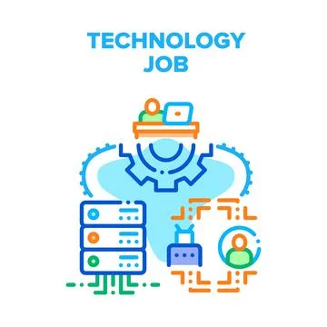 Technology Job Vector Concept Color Illustration イラスト素材