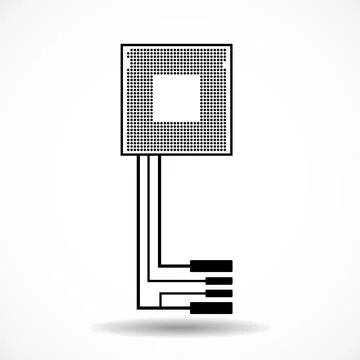 Technology key with circuit board and cpu on white background. Vector Stock-Illustration
