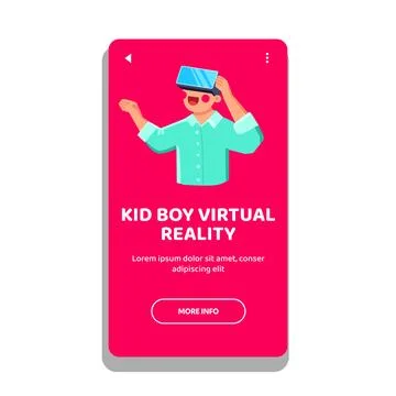 Technology kid boy virtual reality vector イラスト素材