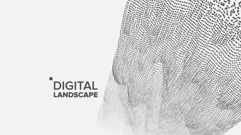 Technology Landscape Vector. Tech Surface. Dot Land. Geometric Data. Particle Stock Illustration