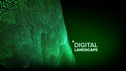 Technology Landscape Vector. Tech Surface. Dot Land. Geometric Data. Particle Illustrazione stock