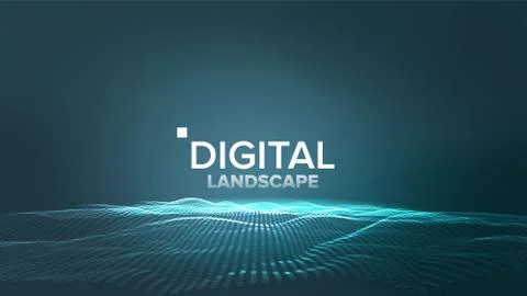 Technology Landscape Vector. Tech Surface. Dot Land. Geometric Data. Particle Stock Illustration