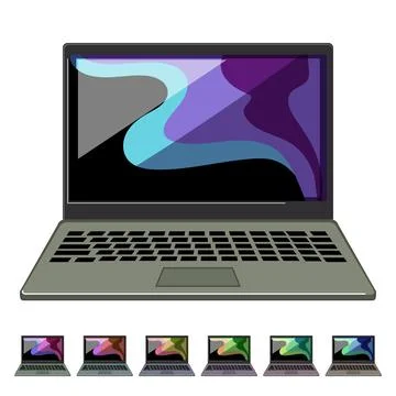 Technology laptop computer cartoon vector graphic Stockillustratie