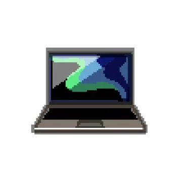 Technology laptop computer pixel art vector illustration 스톡 일러스트