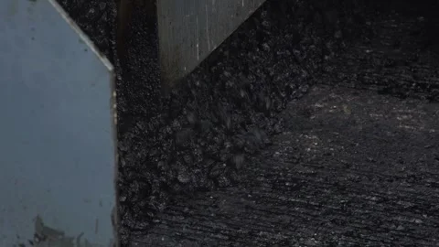 Technology for laying bitumen mixture, road repair Stock Footage 276968993