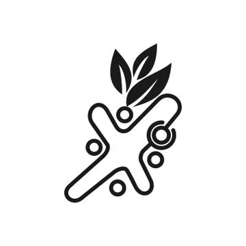 Technology leaf Commitment Teamwork Together Black Logo 스톡 일러스트