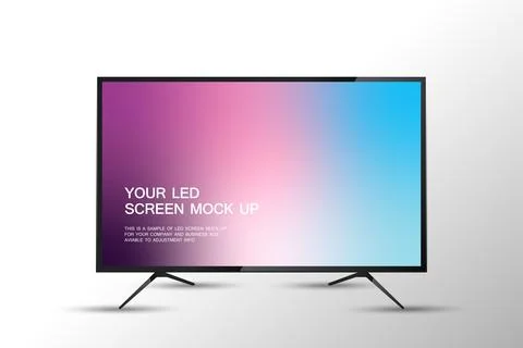 Technology LED TV screen mock up on white background. A TV wide screen mock.. Stock Illustration