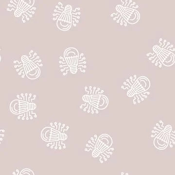 Technology light bulb line seamless pattern Illustrazione stock