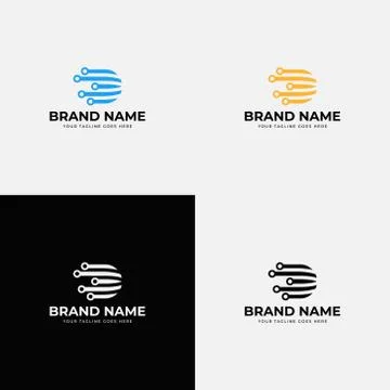 Technology Line Art Creative Abstract Modern Line Initial Letter D vector lin Stock Illustration