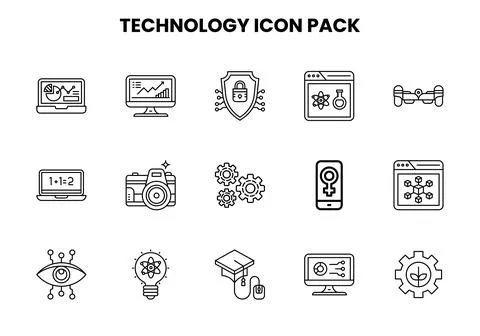 Technology Line Bundle Icons Pack Illustrazione stock