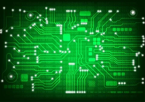 Technology line circuit mainboard computer with binary Stock Illustration